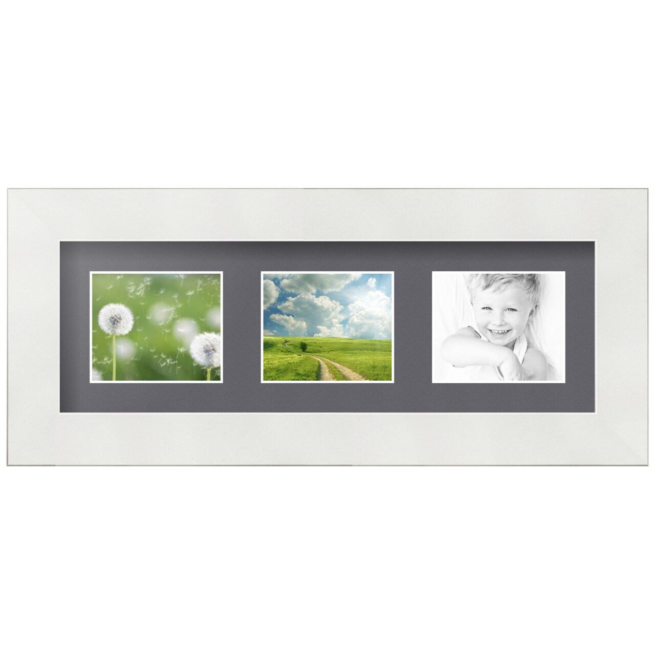 ArtToFrames Collage Photo Picture Frame with 3 - 2.5x3 inch Openings, Framed in White with Over 62 Mat Color Options and Regular Glass (CSM-3966-7649)